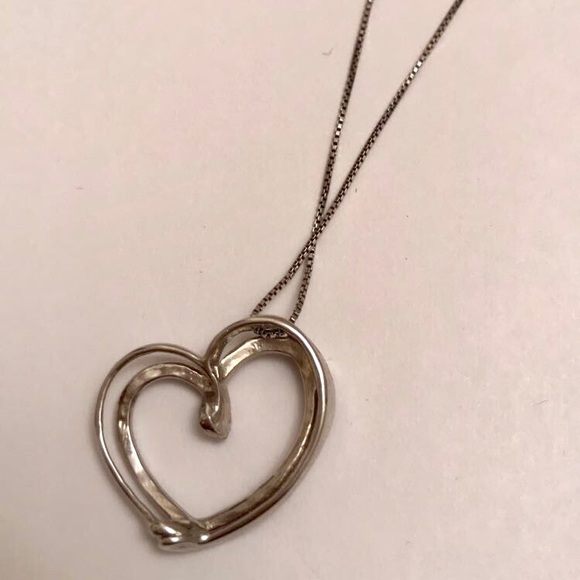 Silver and Diamond Heart Pendant Necklace - Picture 7 of 7